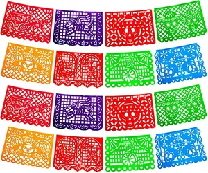 Colorful felt Mexican papel picado banners for Day of the Dead party decoration