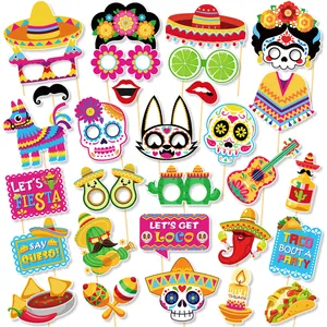 Vibrant Mexican Fiesta and Day of the Dead cardboard photo booth props party decorations