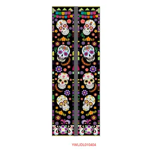 Traditional Mexico Day of the Dead decorative door banners with colorful sugar skull design