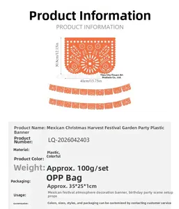 Dimensions détaillées et spécifications pour bannières mexicaines Papel Picado en plastique