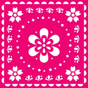 Pink Mexican Day of the Dead Papel Picado floral pattern for party tableware decoration