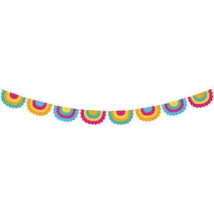 Colorful Mexican Fiesta party banner featuring vibrant semi-circular paper fans decor