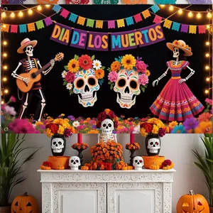 Detailansicht des Dia de los Muertos Hintergrundbanners in festlicher Partydekoration