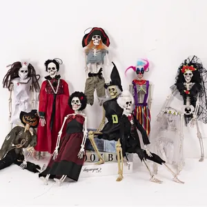 Décoration de Squelette Articulé Halloween Modèle Effrayant Clown Pirate Sorcière Fantôme Mariée Pour Le Jour Des Morts Fête Maison Hantée