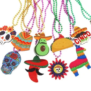 Collane di perline colorate per festa messicana Cinco de Mayo con ciondoli glitter