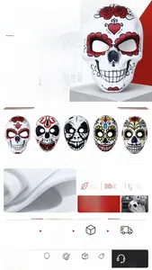 Lot de masques de crâne du Jour des morts en matériau EVA avec divers motifs floraux