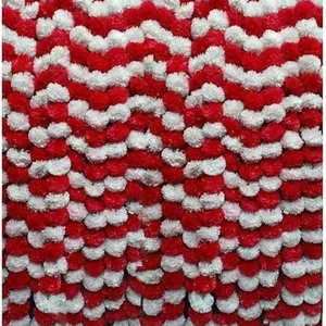 Red and white artificial marigold flower garlands for festival and wedding decor