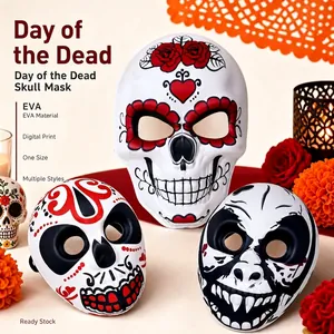 Day of the Dead Sugar Skull Mask Mexican Festival Digital Print EVA Mask For Halloween Carnival Masquerade Party Costume Decor