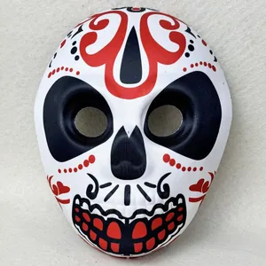 Day of the Dead sugar skull mask with red and black digital print for carnival party