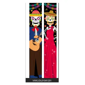 Day of the Dead skeleton couple banners for Mexican festive party door decorations