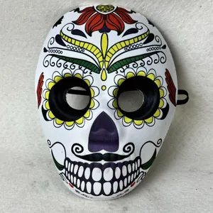 Mexican Day of the Dead sugar skull mask with vibrant floral digital print designs for COS