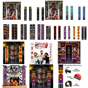Striscioni per veranda di Halloween con teschi e streghe, tessuto resistente
