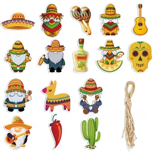 Cinco de Mayo DIY Mexican gnome hanging tags with jute twine