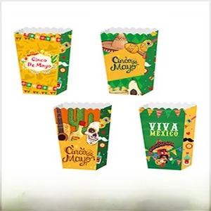 Dekorative mexikanische Party-Popcornboxen mit Cinco de Mayo und Viva Mexico Druck