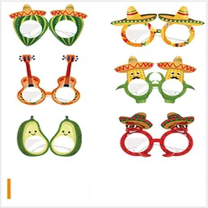 Set mit sechs einzigartigen mexikanischen Partybrillen inklusive Kaktus für Cinco de Mayo