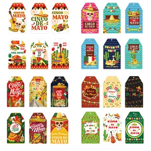 Colorful Mexican Cinco de Mayo party decoration tags with traditional festive patterns