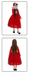 Detailed front and back views of kids Halloween Day of the Dead skeleton costume