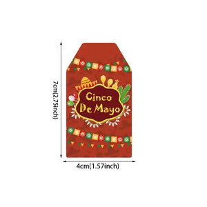 Measurement detail of Mexican Cinco De Mayo party gift tags with festive patterns