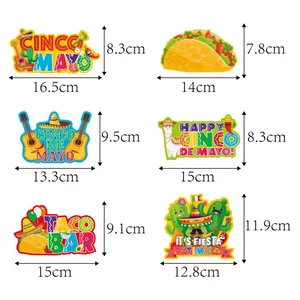 Detailed size dimensions for Mexican Cinco de Mayo party decoration props and funny signs