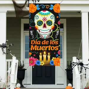 Banner per porta Dia de los Muertos con teschio per decorazione festa di Halloween