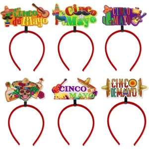 Mexican Cinco De Mayo Headband Party Sombrero Guitar Cactus Skull Felt Hair Hoop For Women Men Kids Festive Accessories