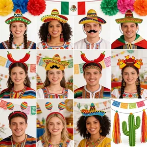 Mexikanische Fiesta Party Stirnbänder Mehrfarbiges Papier Sombrero Kaktus Taco Cartoon Lustiges Stirnband Für Cinco De Mayo Dekoration Foto Requisiten