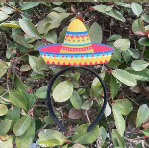 Detailed view of colorful Mexican Sombrero headband for Cinco de Mayo party decoration