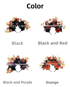 Halloween floral headbands collection featuring four color options with butterflies and leaves