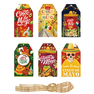 Mexican Cinco de Mayo gift tags with twine for fiesta party decorations