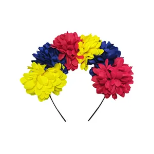 Colorful fabric simulated flower headband for Mexican Carnival and Halloween costumes
