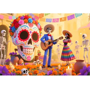 Mexican Day Of The Dead Backdrop Dia De Los Muertos Banner Sugar Skull Floral Polyester Party Decoration Photography Background For Home