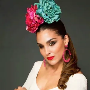Exaggerated large artificial camellia flower headband for carnival party hair accessories