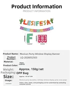 Detailed view of Mexican Fiesta party banner dimensions and product specifications