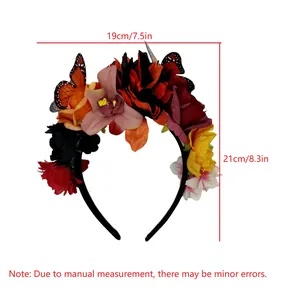 Floral butterfly headband with 19cm by 21cm dimensions for Halloween party costumes