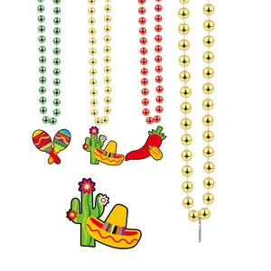 Bunte mexikanische Cinco de Mayo Party Perlenketten mit Kaktus und Sombrero Anhängern