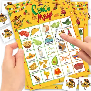 Detailansicht der Cinco de Mayo Party Bingo-Karte mit mexikanischen Illustrationen