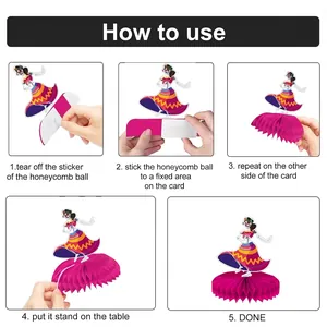 Step-by-step assembly instructions for Day of the Dead themed honeycomb table centerpiece