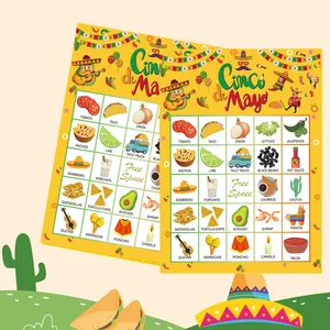 Cinco De Mayo Mexikanisches Thema Party Bingo Spielkarten Fiesta Dekoration Zubehör Für Kinder Erwachsene Familie Klassenzimmer Spielkarte