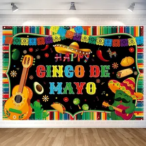 Lebhaftes mexikanisches Fiesta Cinco De Mayo Party-Hintergrundbanner mit Illustrationen