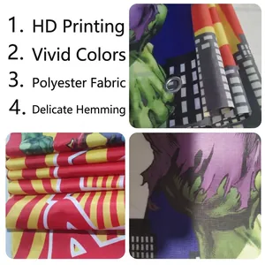 Strapazierfähiges Superhelden-Hintergrundbanner aus Polyester mit lebendigem HD-Druck.