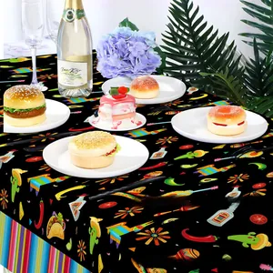 Mexican party tablecloth with Cinco de Mayo patterns for festive table decoration