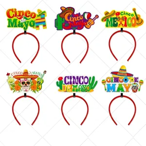 Set mit sechs festlichen Cinco de Mayo Party-Haarbändern mit bunten mexikanischen Designs