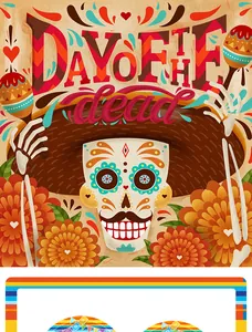 Platos y servilletas de fiesta temáticos del Día de los Muertos para la decoración