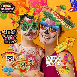 Vibrant Cinco de Mayo party photo booth props set featuring colorful Mexican theme designs