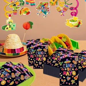 Detailed view of Cinco de Mayo napkins featuring vibrant Mexican festive party patterns