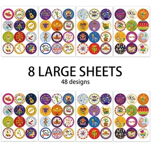 Set of 8 large sheets with 48 vibrant Mexican Cinco de Mayo party stickers