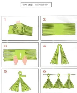 Step-by-step assembly guide for green fiesta paper tassel banner decoration