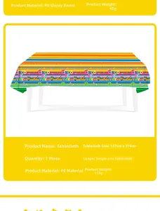 Detailansicht der Cinco De Mayo Einweg-Tischdecke mit mexikanischen Fiesta-Themenmustern