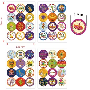 Cinco De Mayo Mexican fiesta party stickers with colorful cactus and sombrero designs