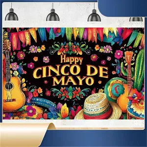 Banner per Sfondo Cinco De Mayo Decorazioni per Feste Messicane Tapestry in Poliestere per Fotografia di Carnevale Decorazioni da Parete